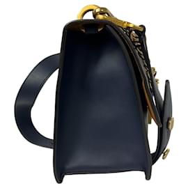 Fendi-Fendi Navy Kan U Calf Leather Shoulder Bag-Navy blue