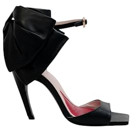 Roger Vivier-Roger Vivier Black Leather Choc Bow Sandals-Black