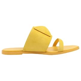 Hermès-HERMES Kaia Suede Sandals in Yellow Gold, Size 36.5 EU-Yellow