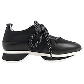 Pierre Hardy-Pierre Hardy Leather x Fabric Sneakers in Black x Navy, Size 37 EU-Black