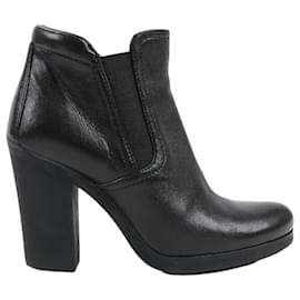 Prada-Prada Sport Leather Side Gore Ankle Boots in Black 3TP022, Size 38 EU-Black