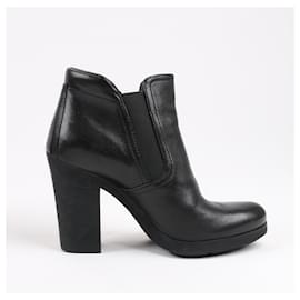 Prada-Prada Sport Leather Side Gore Ankle Boots in Black 3TP022, Size 38 EU-Black