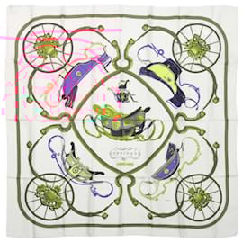 Hermès-Hermès Carré 90 "SPRINGS" 100% Silk Scarf-Beige