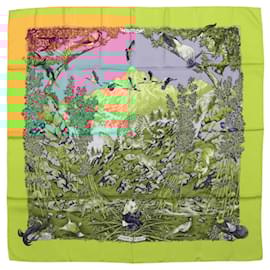 Hermès-Hermès Carré  90 "SICHUAN " 100% Silk Scarf in Yellow-Yellow
