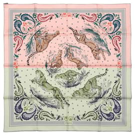 Hermès-Hermès Double Face 90 "Cheetah Bandana" 100% Silk Scarf in Pink x Orange-Pink