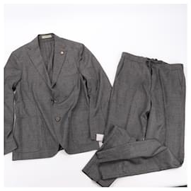 Corneliani-CORNELIANI Glen Plaid Blazer and Trousers Set, Size 48-Other