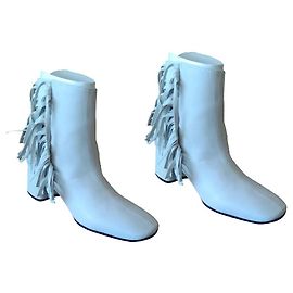 BOTINES DE CUERO PRADA CON FRANJAS. Blanco