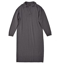 Vestido midi de malha relaxada em lã e caxemira da Massimo Dutti em cinza aço Cinza