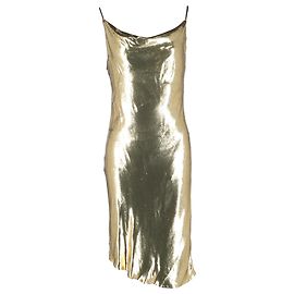 Robe midi drapée en lamé métallique doré en polyester de Petar Petrov Alena Doré Métallisé