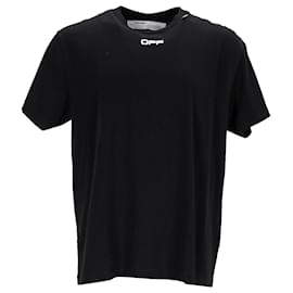 Off White-T-shirt Off-White à manches courtes avec ligne ondulée en coton noir-Noir