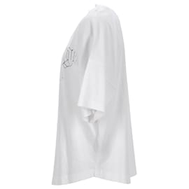 Palm Angels-Palm Angels Logo Illustration Oversized T-Shirt in White Cotton-White,Cream
