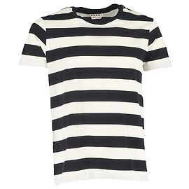 Camiseta de cuello redondo a rayas Marni en algodón negro y blanco Negro