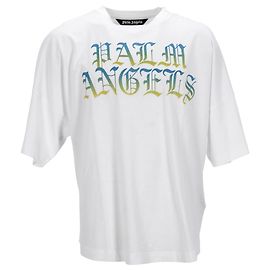 Camiseta oversized com logo gótico Palm Angels em algodão branco Branco