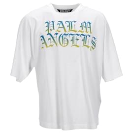 Palm Angels-Palm Angels Gothic Logo Oversized T-Shirt in White Cotton-White