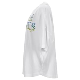 Palm Angels-Palm Angels Gothic Logo Oversized T-Shirt in White Cotton-White