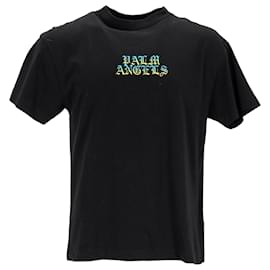 Palm Angels-T-shirt oversize en coton noir avec logo gothique Palm Angels-Noir