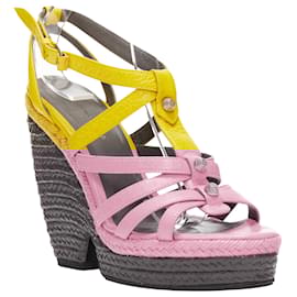 Balenciaga-Balenciaga Arena studded espadrille wedge heel-Yellow