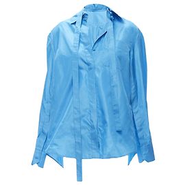 Camicia oversized con colletto rilassato in taffetà di seta Valentino Garavani Blu