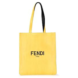 Fendi-Fendi Leather Logo Tote Bag 7VA538-Yellow