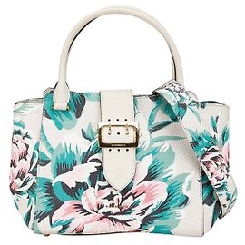 Sac à main floral en cuir avec boucle Burberry Marron Beige