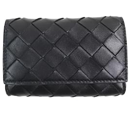 Bottega Veneta-Bottega Veneta Intrecciato Leather Compact Wallet-Grey