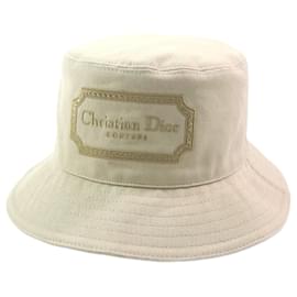 Christian Dior-Dior Cotton Logo Embroidered Bucket Hat Beige S-Brown,Beige