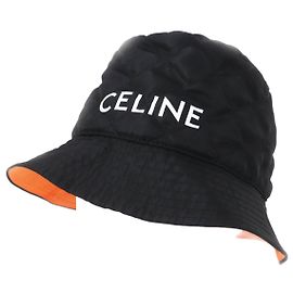 Céline Celine Nylon Logo Bucket Hat Black White M Black