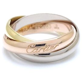 Prada Cartier Trinity Ring K18 Gold #56 Golden Metallic