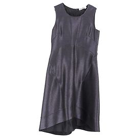 Jil Sander Midi-Kleid mit Rundhalsausschnitt aus metallisch grauem Polyester Grau