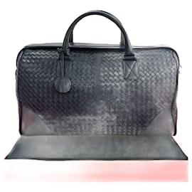 Bottega Veneta-Bottega Veneta Leather Boston Bag Navy-Blue
