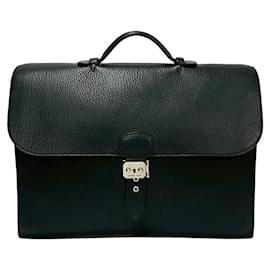 Hermès-Hermes Fjord Sac a Depeche 41 Briefcase Black-Black