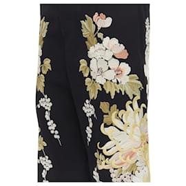 Gucci-Gucci wool chrysanthemum floral embroidery wide leg trousers-Black
