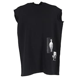 Rick Owens-T-shirt sans manches en coton noir Rick Owens avec patchs-Noir