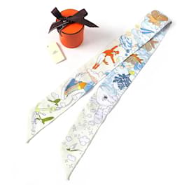 Hermès-Hermes Twilly SUR MON NUAGE Silk Scarf-Multiple colors