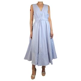 Autre Marque-Light blue striped sleeveless a-line midi dress - size UK 10-Blue