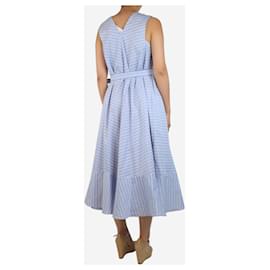 Autre Marque-Light blue striped sleeveless a-line midi dress - size UK 10-Blue
