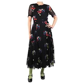 Autre Marque-Black floral printed midi dress - size UK 8-Black