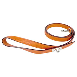 Hermès-Hermes Dog Lead in Orange Togo Leather-Orange