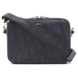 Christian Dior-Christian Dior Black Nylon Canvas Shoulder Bag-Black