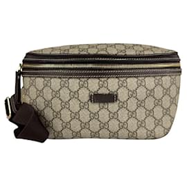 Gucci-Gucci Beige Brown GG Supreme Fanny Pack-Brown