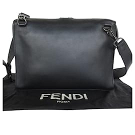 Fendi-Fendi Black Leather Shoulder Bag-Black