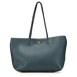 Fendi-Fendi Green Small Leather Selleria Carla Tote-Green,Dark green