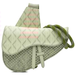 Dior-Dior White Coated Canvas CD Diamond Nautic Saddle Crossbody-White,Cream