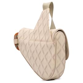 Dior-Dior White Coated Canvas CD Diamond Nautic Saddle Crossbody-White,Cream