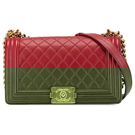Chanel-Chanel Red Old Medium Lambskin Boy Flap-Red