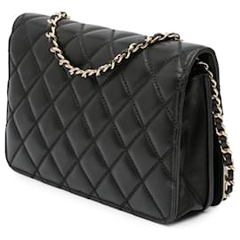 Chanel-Chanel Black Paris in Rome CC Bicolor Quilted Lambskin Wallet On Chain-Black