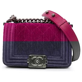 Chanel-Chanel Purple Mini Quilted Velvet Boy Flap-Other,Purple