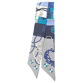 Hermès-Hermès Gray Tours de Cles Twilly Silk Scarf-Other