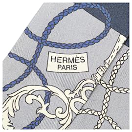 Hermès-Hermès Gray Tours de Cles Twilly Silk Scarf-Other