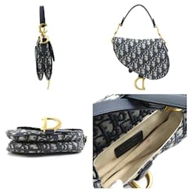Christian Dior-Christian Dior Navy Canvas Saddle Handbag-Navy blue